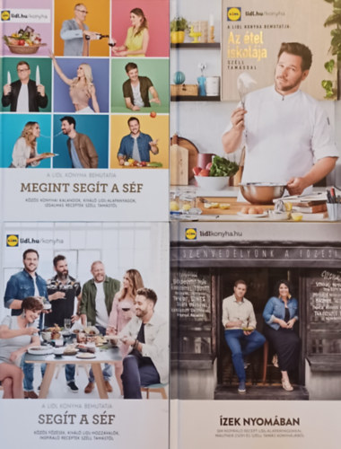 4 db Lidl szakcsknyv : Az tel iskolja + zek nyomban + Segt a sf + Megint segt a sf