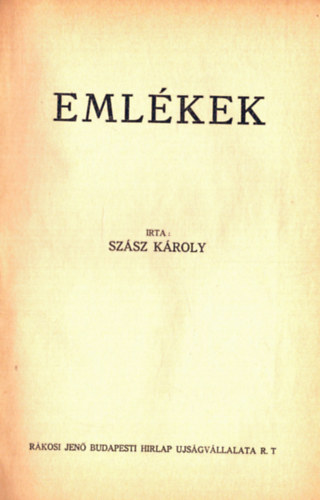 Szász KÁroly - Emlékek (1926)