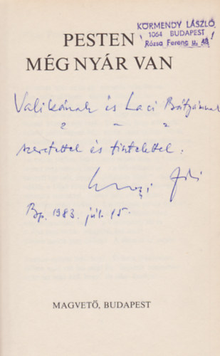 Sumonyi Zoltán - Pesten még nyár van (Dedikált)