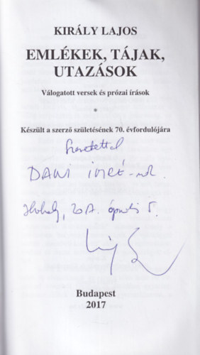 Kirly Lajos - 2 db Kirly Lajos verses ktet: j versek, versfordtsok  +  Emlkek, tjak, utazsok  - dediklt
