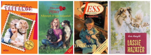 Lucy Daniels, Phyllis Reynolds Naylor, Eric Knight Thomas Brezina - Kutys knyvcsomag fiataloknak, 4 db: Mennyit r egy kutyalet? + Jess a sktjuhsz  + Tappancs veszlyben + Lassie hazatr