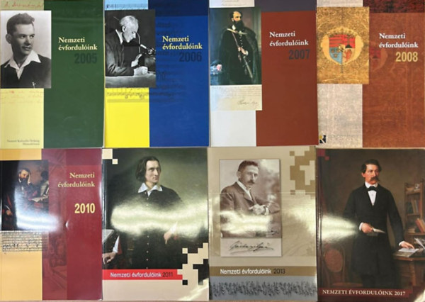Estók János (szerkesztő) - 10 db a Nemzeti évfordulóink sorozatból: 2005, 2006, 2007, 2008, 2010, 2011, 2013, 2014, 2017, 2020