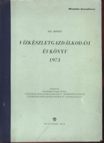 Szab� Gyula - V�zk�szletgazd�lkod�si �vk�nyv 1973