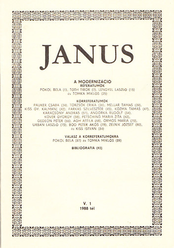 Horányi Özséb (szerk.) - Janus - A modernizációról 1988 tél V./1-3.