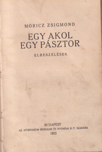 M�ricz Zsigmond - Egy akol, egy p�sztor (Elbesz�l�sek)