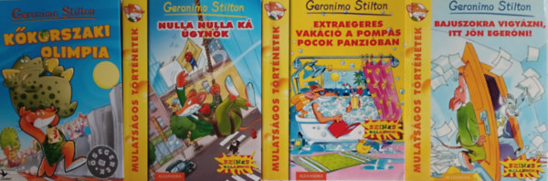 Geronimo Stilton - 4 db Geronimo Stilton: Nulla Nulla K gynk + Kkorszaki olimpia + Bajuszokra vigyzni, itt jn Egerni! + Extraegeres vakci a pomps pocok panziban +