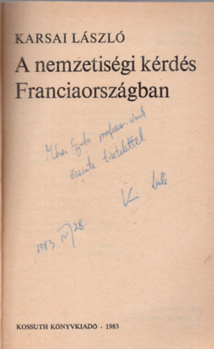 Karsai László - A nemzetiségi kérdés Franciaországban