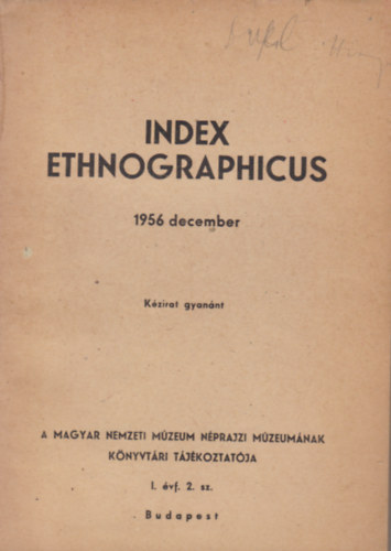 Index ethnographicus 1956 december - kzirat gyannt