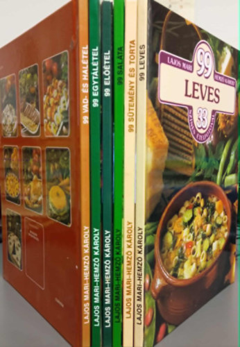 Mari Lajos-Károly Hemző - 99 étel 33 színes ételfotó könyvcsomag (6 darab) Vad- és halétel; Egytálétel; Előétel; Saláta; Sütemény és torta; Leves