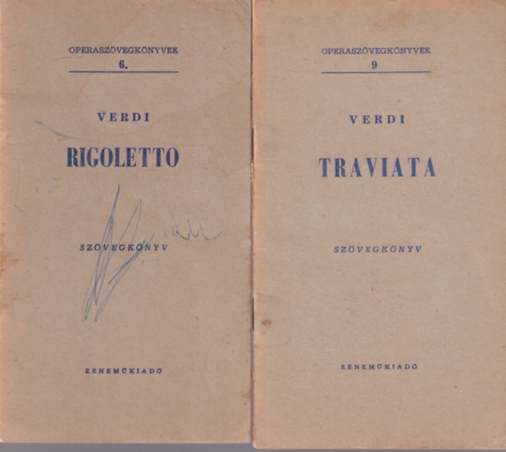 John J. Strauss, Puccini Verdi - 4 db operaszveg  fzet : Manot Lescaut + A denevr + Rigoletto + Traviata