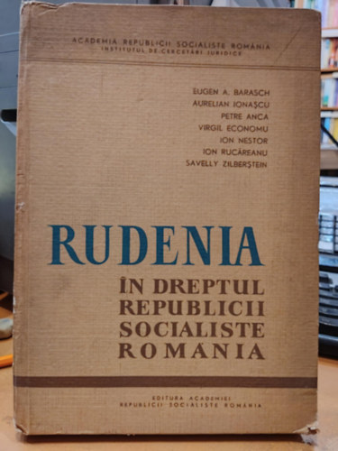 Aurelian Ionascu, Petre Anca Eugen A. Barasch - Rudenia in dreptul Republicii Socialiste Romania (Rokonság a Román Szocialista Köztársaság jogában)
