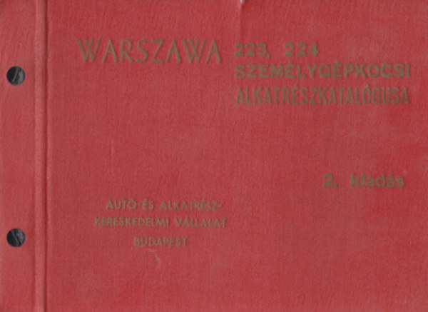 Warszawa 223, 224 szem�lyg�pkocsi alkatr�szkatal�gusa