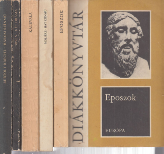 Pálmai Kálmán (szerk.), Moliére, Vikár Béla (ford.), Henrik Ibsen, Bertold Brecht - 5 db. Diákkönyvtár (Eposzok + Hat színmű + Kalevala + A vadkacsa - Solness építőmester + Három színmű)