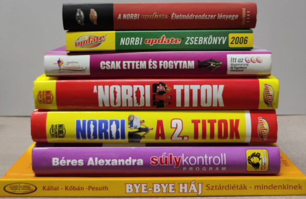 7 db Fogykrs knyv / Bye-Bye hj / Slykontroll Program / A Norbi titok 1-2. / Csak ettem s fogytam / Norbi update zsebknyv 2006 / A Norbi update letmdrendszer lnyege /