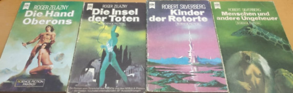 Robert Silvenberg Roger Zelazny - 4 db Heyne Bcher Sci-Fi: Die Hand Oberons (3594); Die Insel der Toten (3366); Kinder der Retorte (3441); Menschen und andere Ungeheuer (3378)(4 ktet)
