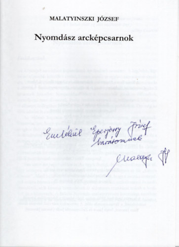 Malatyinszki József - Nyomdász arcképcsarnok (dedikált)