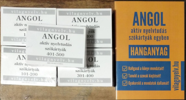 Csords Norbert - Angol aktv nyelvtuds szkrtyk, 1-500 + Hanganyag (5 csomag tanulkrtya + 4 CD)