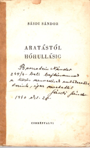 Sásdi Sándor - Aratástól hóhullásig - dedikált