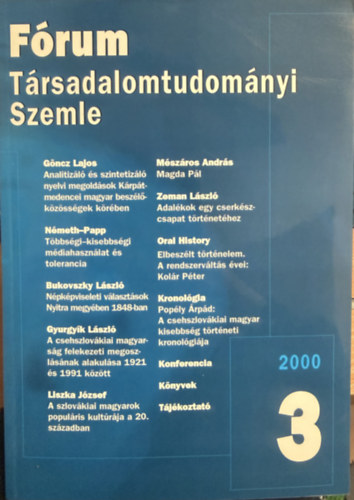 F�rum - T�rsadalomtudom�nyi szemle 2000/3