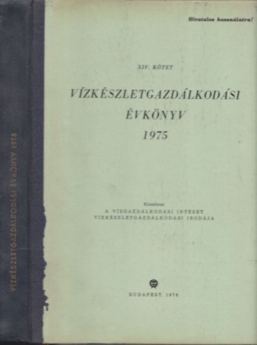 V�zk�szletgazd�lkod�si �vk�nyv 1975 (XIV. k�tet)