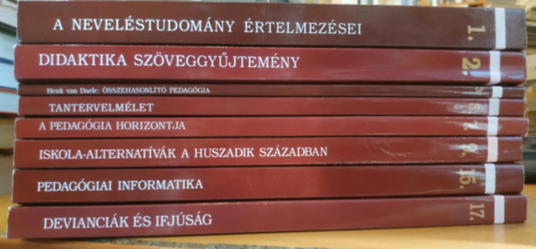 Kozma Tamás, Brezsnyánszky László, Holik Ildikó, Szabó László Tamás, Henk van Daele, Buda Mariann Papp János - 8 db Pallas Debrecina: A neveléstudomány értekmezései (1.); Didaktika szöveggyűjtemény (2.); Összehasonlító pedagógia (3.); Tantervelmélet (5.); A pedagógia horizontja (7.); Iskola-alternatívák a huszadik században (9.)