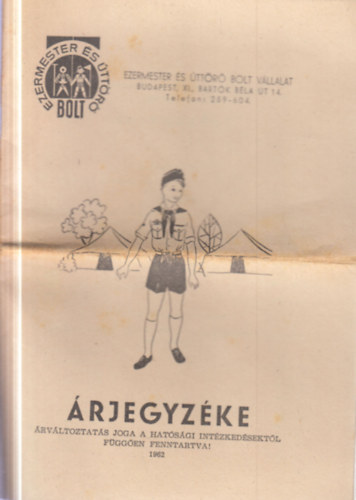 Ezermester �s �tt�r� Bolt V�llalat �rjegyz�ke 1962.