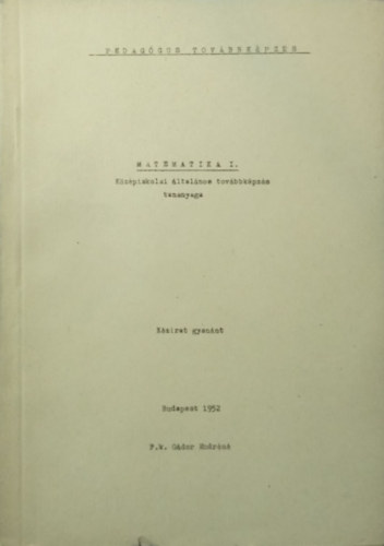 Matematika I.