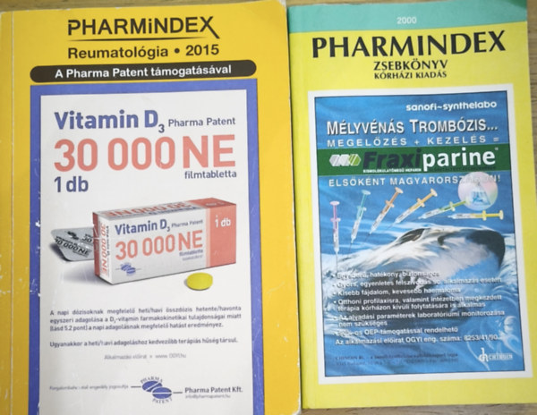 2db kötet a Pharmindex sorozatból - Pharmindex zsebkönyv 2000-Kórházi kiadás, Pharmindex-Reumatológia 2015