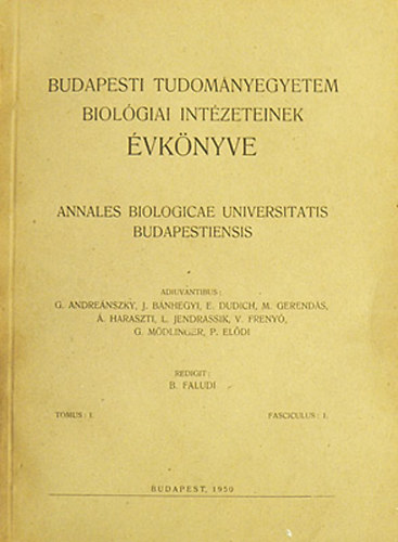 B. Faludi - Budapesti Tudomnyegyetem Biolgiai Intzeteinek vknyve