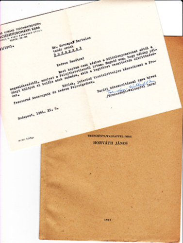 Trencs�nyi-Waldapfel Imre - Horv�th J�nos 1878-1961