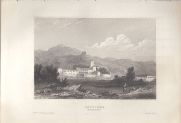 Cettigne (Cetinje, Montenegri vros, Balkn-flsziget, Eurpa) (16x23,5 cm lapmret eredeti aclmetszet, 1856-bl)