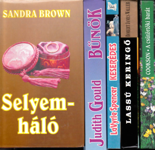 5db romantikus regny: LaVyrle Spencer:Keserdes + Sandra Brown:Selyemhl + Catherine Cookson:A cstrtki bart + Judith Gould:Bnk + Robert James Waller:Lass kering