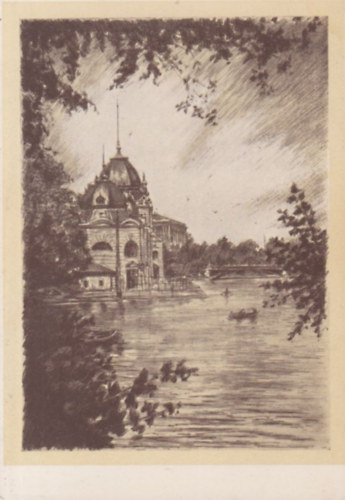 V�rosligeti t� a korcsoly�z�csarnokkal, Budapest (r�gi k�peslap)