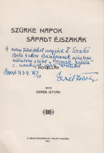 Ger�b Istv�n - Sz�rke napok s�padt �jszak�k