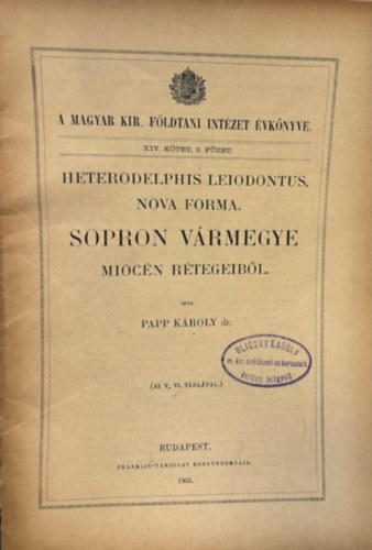 Papp K�roly Dr. - Sopron v�rmegye mioc�n r�tegeib�l