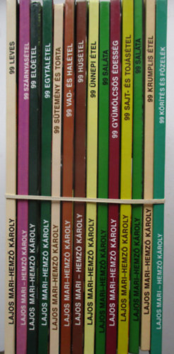 14 db szakácskönyv a 99 étel soroaztból (Leves, Előétel, SZárnyasétel, Húsétel, Ünnepi étel, Saláta, Krumplis étel, Körítés és főzelék, stb..)