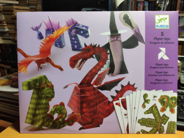Djeco - 5 db Paper Toys: Dragons et chimeras (oregami gyerekeknek)