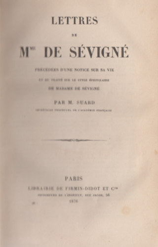 Mme de Sévigné - Lettres