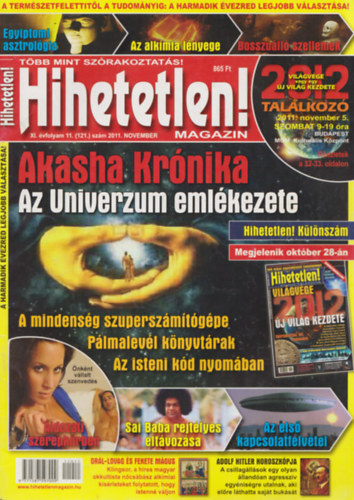 Hihetetlen! magazin XI. vfolyam 11. (121.) szm 2011. november