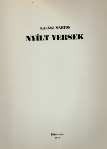Kalász Márton - Nyílt versek-számozott