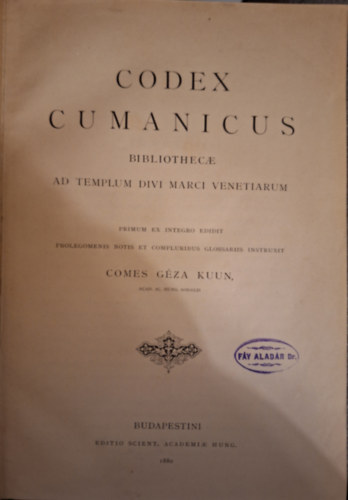 G�za Kuun - Codex Cumanicus