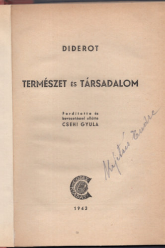 Diderot - Termszet s trsadalom