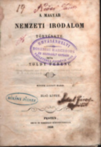 Toldy Ferenc - A magyar nemzeti irodalom trtnete I-II.