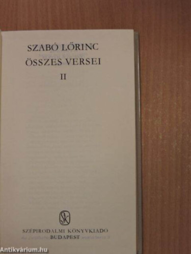 Szab� L�rinc - Szab� L�rinc �sszes versei  ll. k�tet