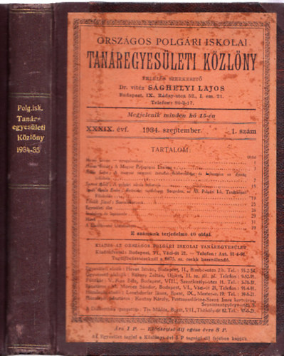 Siklaki Istvn  (szerk.) - Orszgos Polgri Iskolai Tanregyesleti Kzlny 19347-35 (XXXIX. vfolyam)