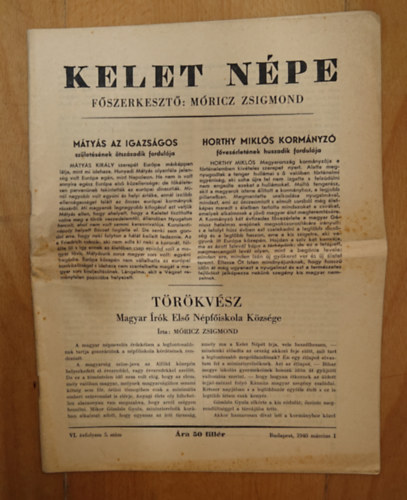 Móricz Zsigmond (szerk.) - Kelet Népe - VI. évfolyam 5. szám - Budapest, 1940. március 1.