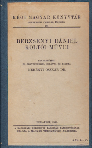 Berzsenyi Dániel - Berzsenyi Dániel költői művei