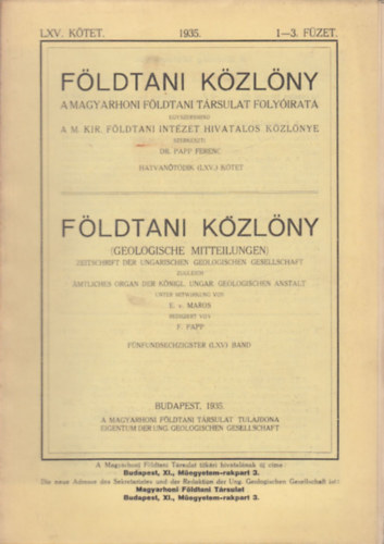 Földtani közlöny 1935/1-12. (Teljes évfolyam lapszámonként)