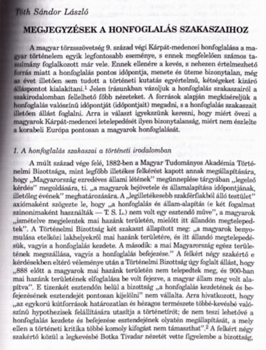Tóth Sándor László - Megjegyzések a honfoglalás szakaszaihoz