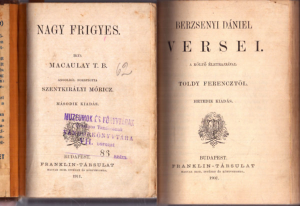 Macaulay T. B. - Nagy Frigyes (1911) - Berzsenyi D�niel versei (1901)